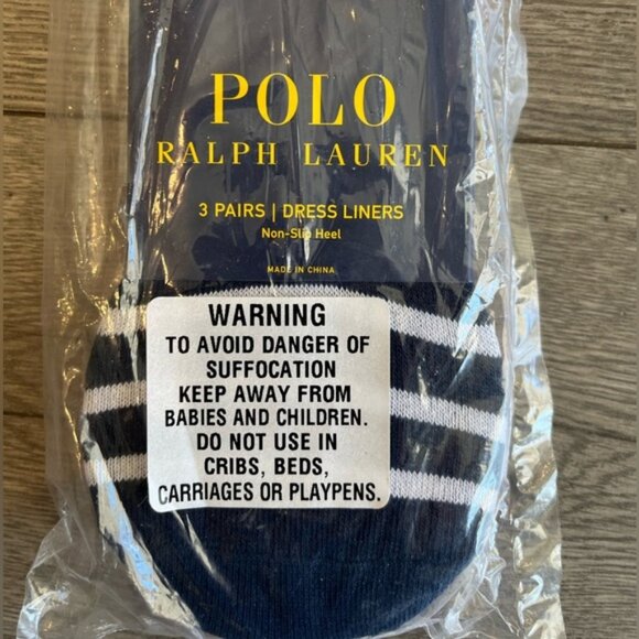 Polo Ralph Lauren Men’s Dress Liner No Show Socks Stripe New In Bag 3 Pack - Picture 7 of 8
